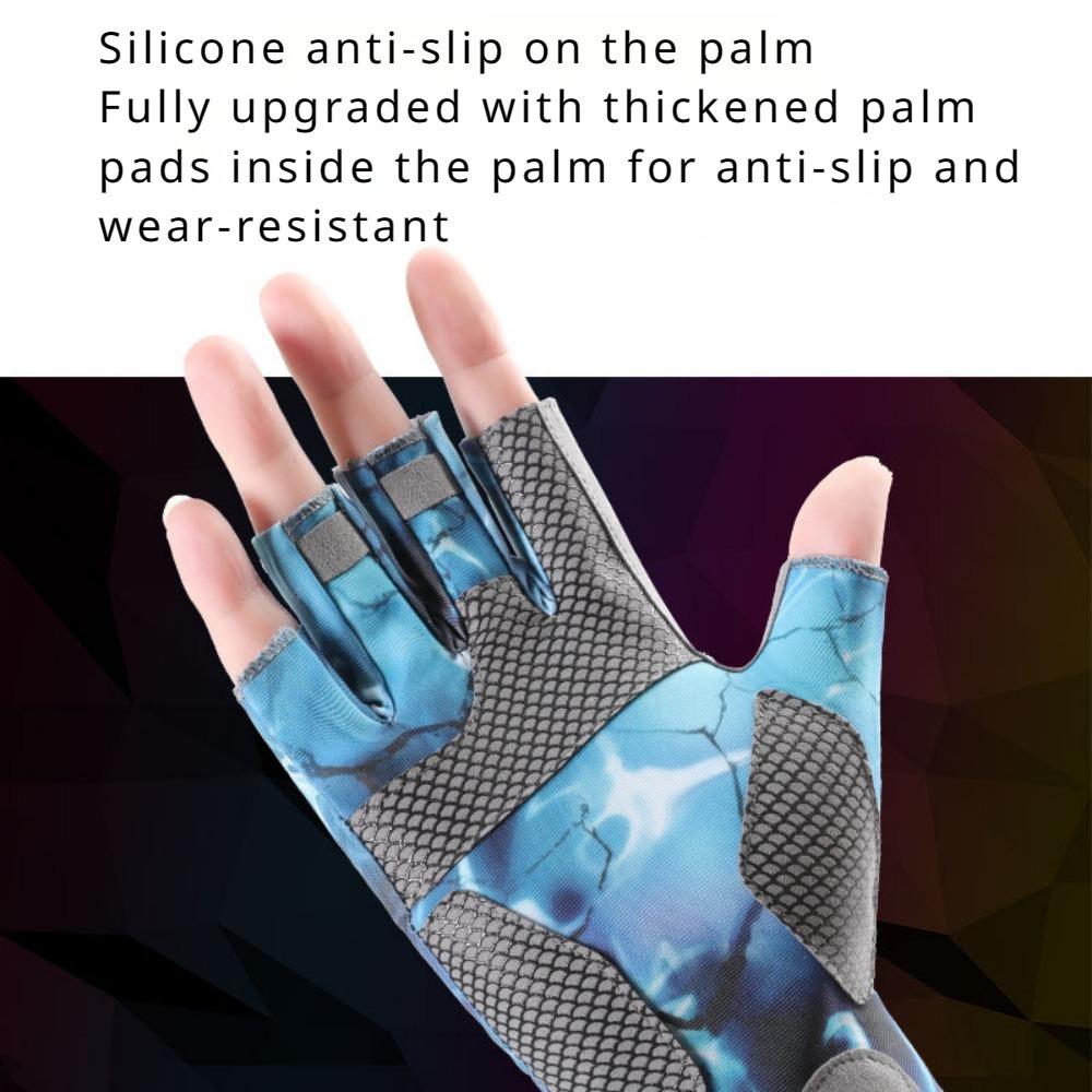 Half-finger Fishing Gloves, Lure Fishing Gloves, Ice Silk Breathable Gloves, Non-slip Outdoor Sports Sunscreen and Wear-resistant Gloves