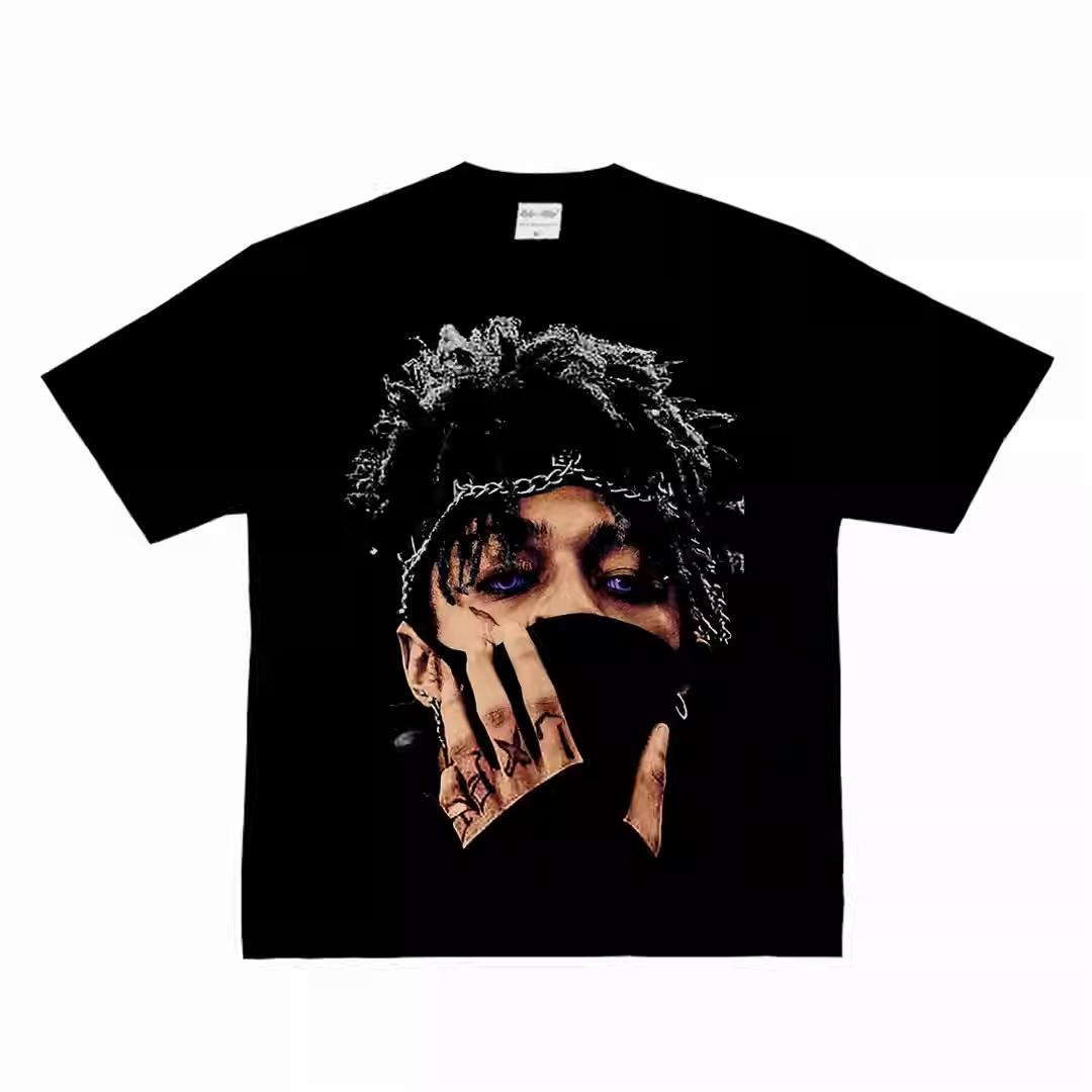 

Графическая футболка Scarlxrd с маской 100% хлопок Агрессивный стиль рэпа Унисекс Свободная с круглым вырезом Уличная одежда Летние футболки L