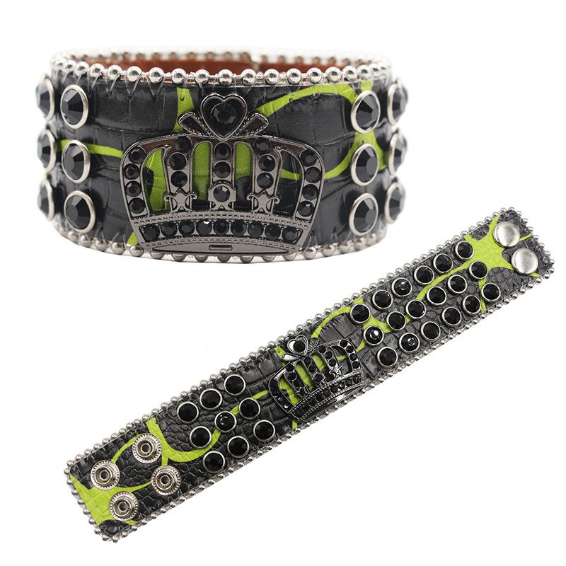 Crown Rhinestone Bracelet Jewelry Fashionable Design Diamond PU Leather Bracelet Jewelry