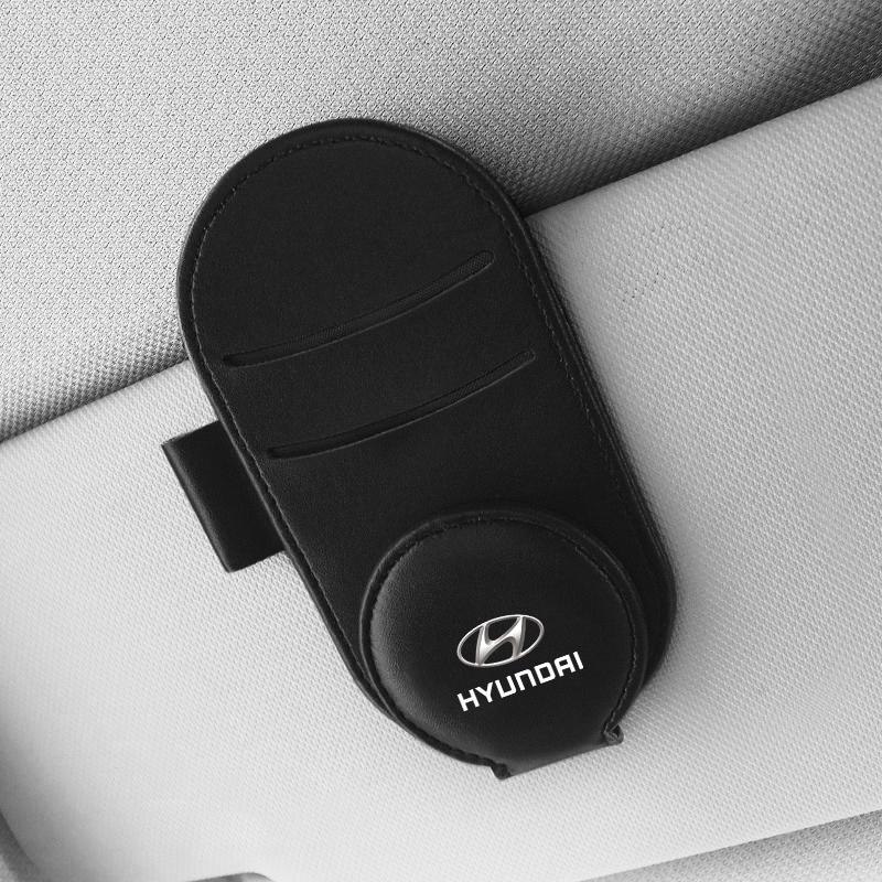 1Pcs Leather Car Glasses Clip Sun Visor Multi-function Sunglasses Clip For Hyundai I30 Tucson Veloster Kona I10 I35 Elantra Santa Fe Decor