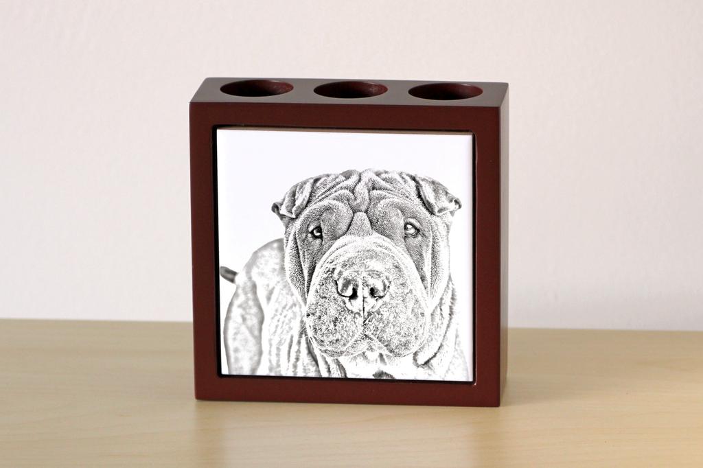 Shar Pei – Pen holder with a dog, desk organizer with a print | Art-Dog