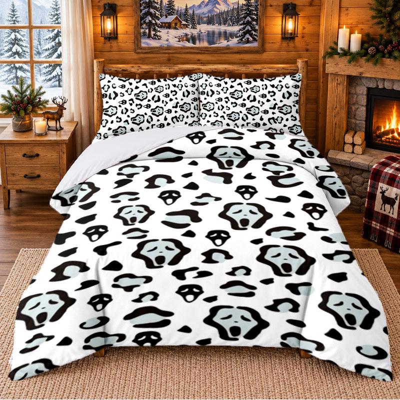 Scream Ghostface Pattern Bedding 3Pcs Set Bed Sheet And Pillowcases For Indoor Bedroom