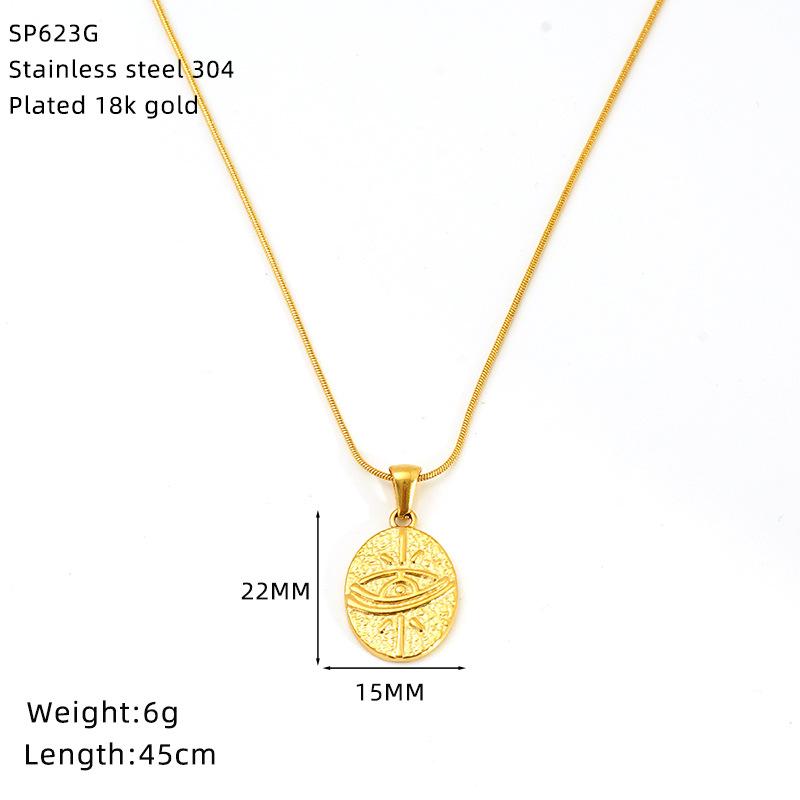 Retro Stainless Steel Tarot Sun Square Necklace Women'S High-End Titanium Steel Jewelry