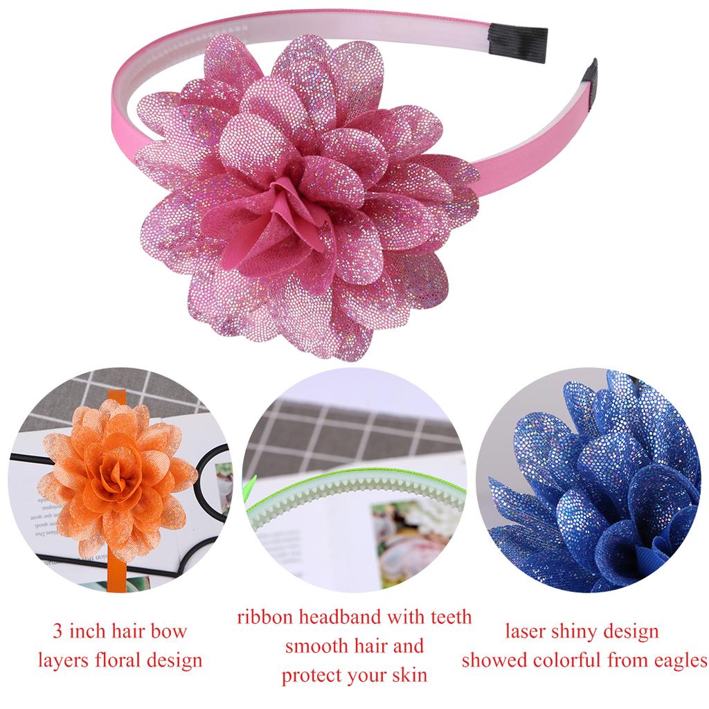 Fashion Laser Flower Hairbands Sweet Women Girls Princess Flower Headbands Headwear Kids Children Hair Accessories Hair Bands