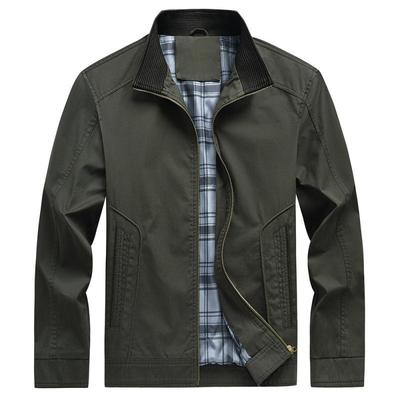 Jacket Men's Spring and Autumn Stand-up Collar Loose Large Size Casual Pure Cotton Tooling Jacket