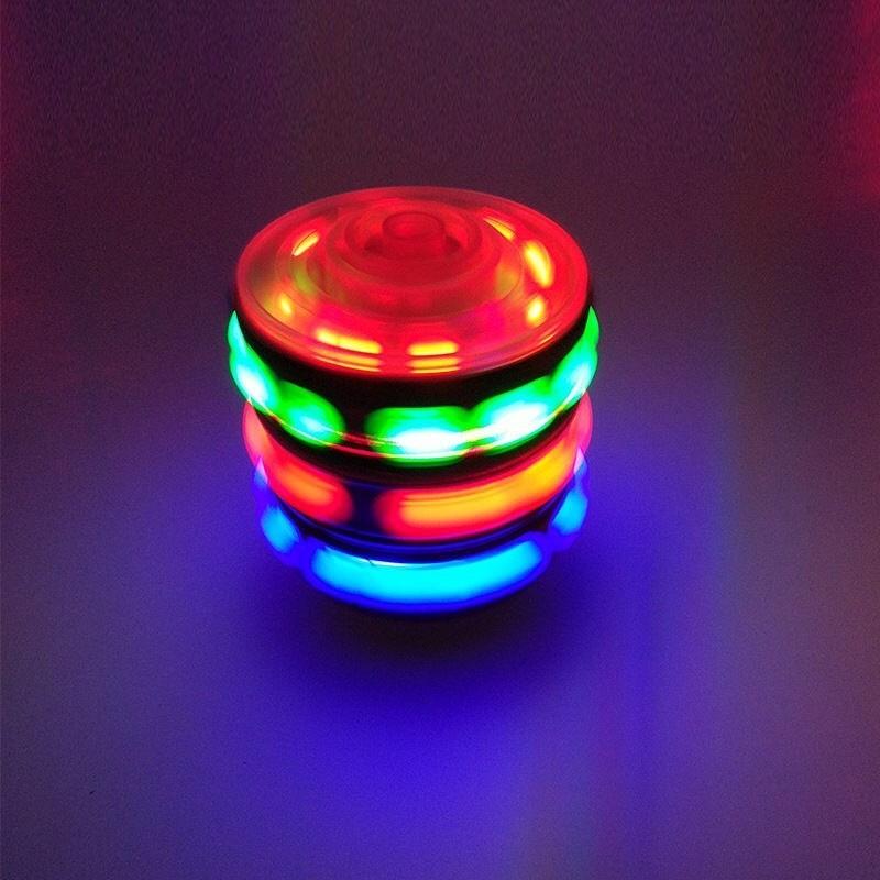 Colorful Flashing Musical Plastic Spinning Top Set With Battery-powered Lights