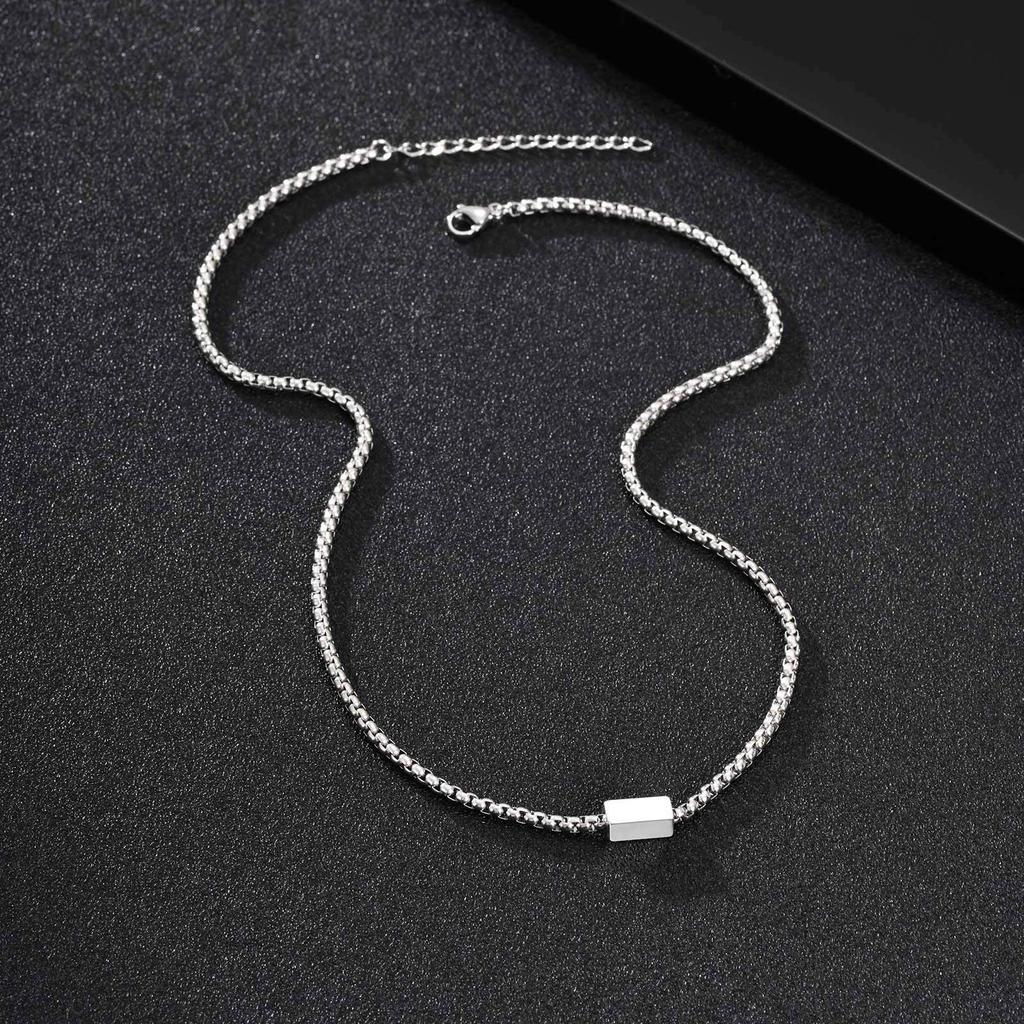 Vnox Stainless Steel Box Chain Necklace for Men, Geometric Square Adjustable Metal Neck Chain, Fashion Casual Hip Hop Jewelry