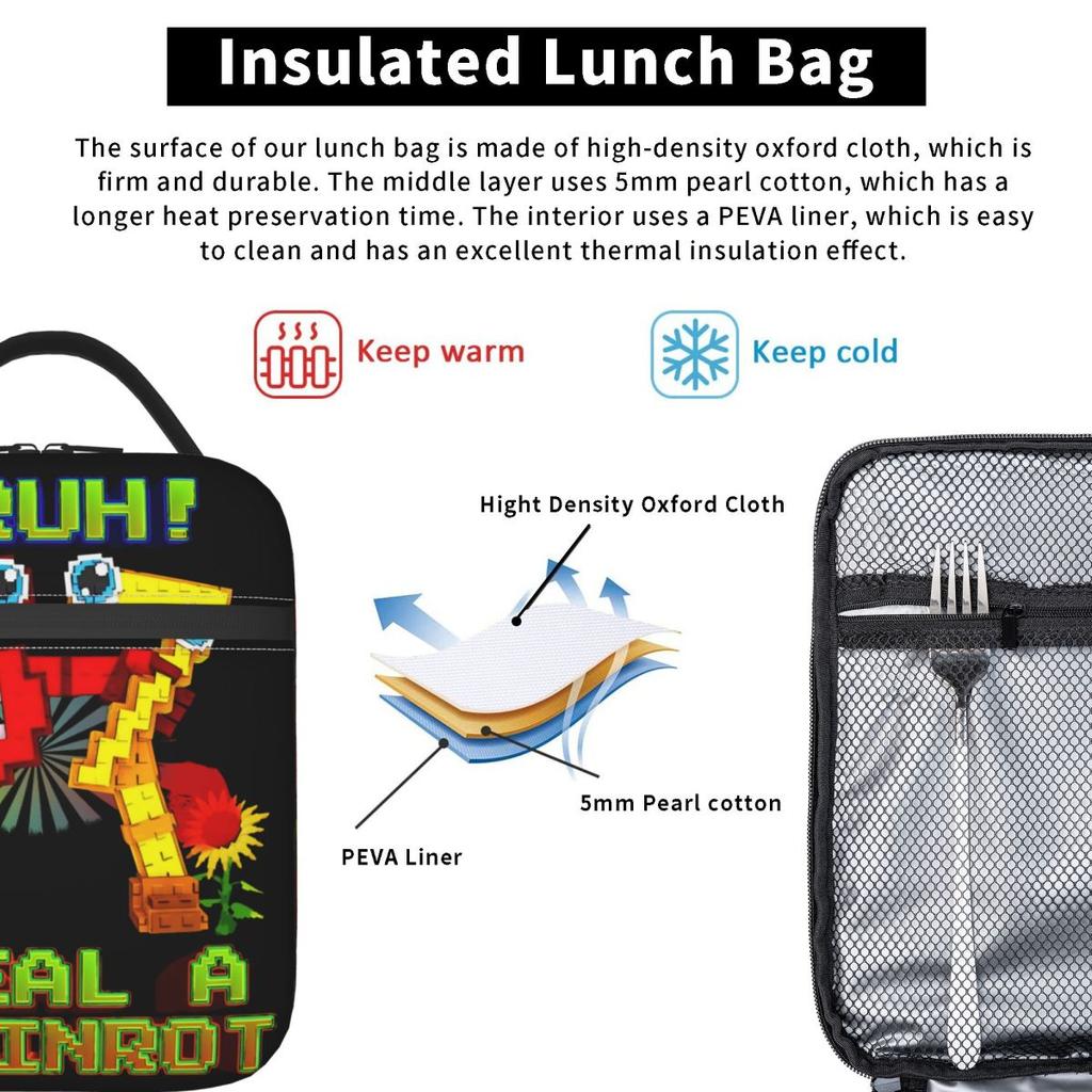 67 Six Seven 6-7 Funny Italian Brainrot Insulated Lunch Bag Food Container Portable Thermal Cooler Lunch Boxes For Travel