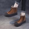 4CM Women Snow Boots Retro Thick Bottom Flat Platform Genuine Leather Zipper Winter Warm Ankle Boots For Women Cotton Shoes