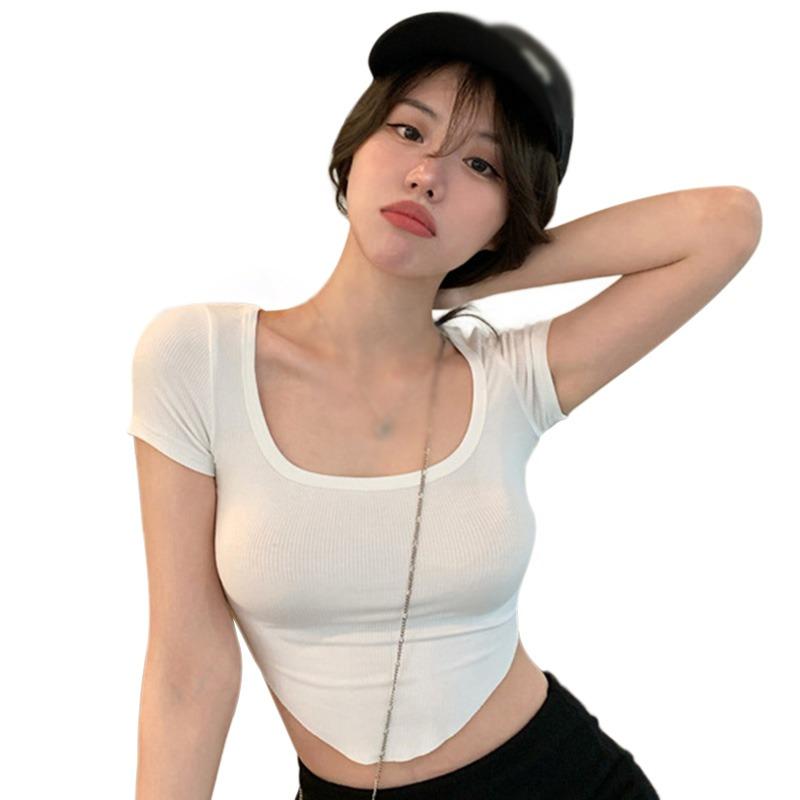 

Женская хлопковая футболка, повседневная, однотонная, с коротким рукавом, базовая футболка, топ M