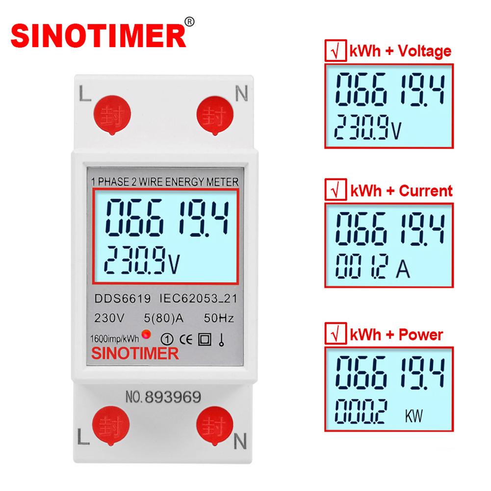 Digital Electricity Consumption Monitor Din Rail 220V 230V KWH Electric Meter Super Energy Saving 50 60Hz for Home Or Business