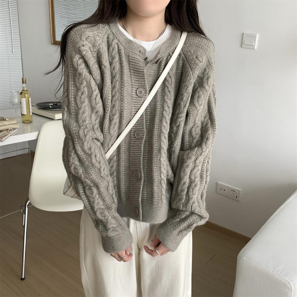 Autumn and Winter Solid Color Sweater for Women Knitted Cardigan Jacket for Women