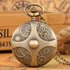 Punk Vintage Gearwheel Design Bronze Quartz Pocket Watch Arabic Numerals Dial Necklace Pendant Watch Retro Timepiece Gift Unisex