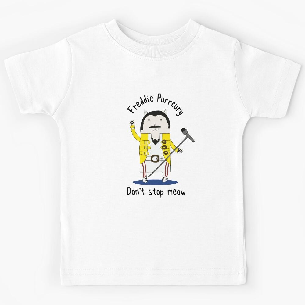 Freddie Purrcury MEOW Kitty Cat Freddie Mercury Kids T-Shirt 100
