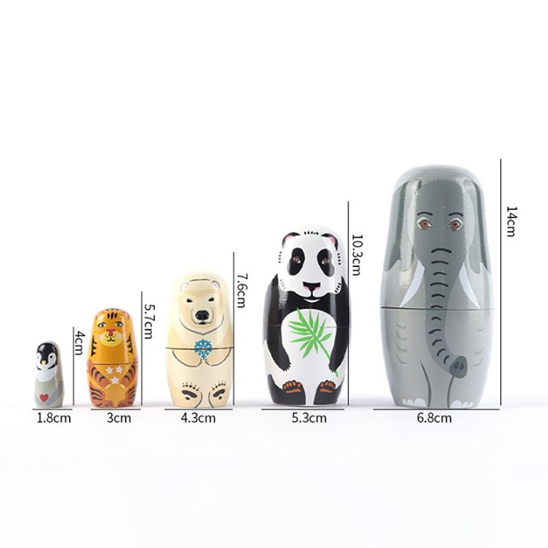 Hemu  Nesting Dolls 5-Layer Elephant Wooden Nesting Dolls Children'S Toys Wooden Crafts Home Desktop Ornaments
