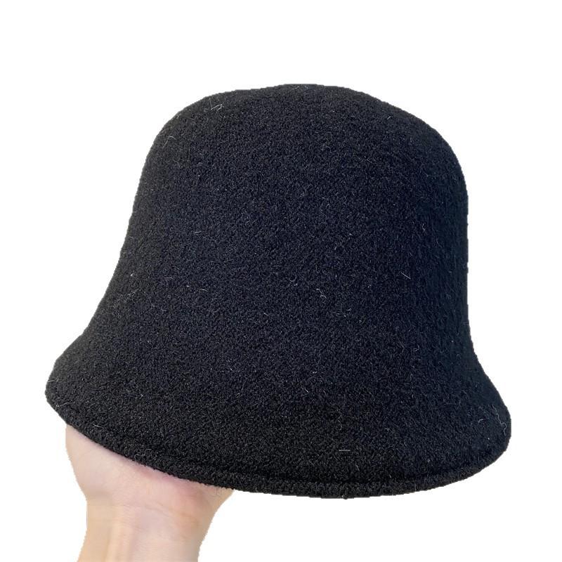 Solid Color Double-sided Hat Women's Autumn and Winter New Basin Hat Plain Face Covering Bucket Hat Versatile Knitted Bucket Hat