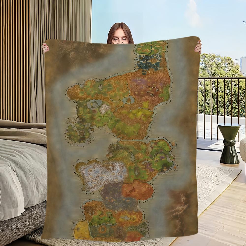 W-World of W-Warcraft-ES Map Game Blanket For Sofa Room Microfiber Bedding Blanket office Travel Gift Home