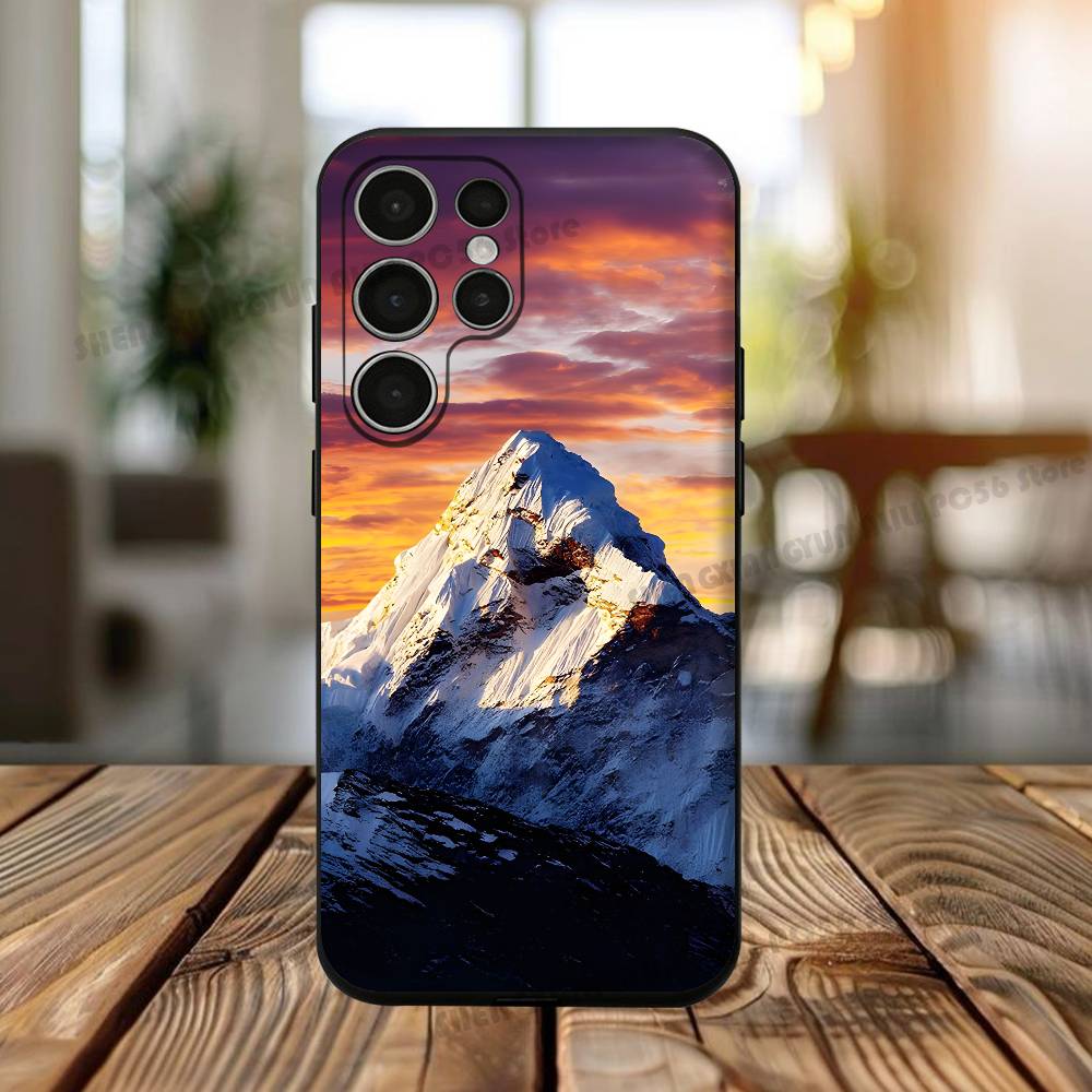 Snow Mountain Scenery Phone Silicone Case For Samsung S24,22,20,23,21,20 Ultra Plus Lite 5G Print Silicone Cover