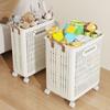 Space Saving Wheeled Folding Laundry Basket Plastic Mobile Laundry Basket  Bathroom