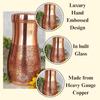 Pure Copper Embossed Design Bedroom Water Bottle with Inbuilt Glass, Bottle for Storage Purposes, Drinkware, 950 Ml- Set of 1