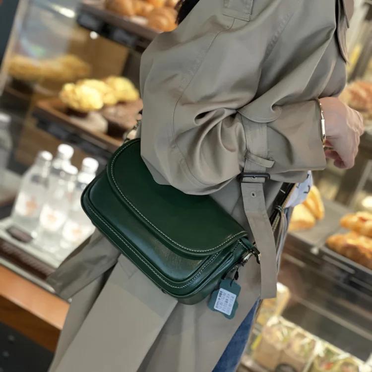 Female Cowhide Luxury Retro Crossbody Bag Women Natural Cow Leather Bag Lady High Quality Commuter Shoulder Bags Ladies Handbag
