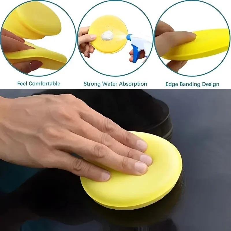 Round Car Waxing Polish Wax Foam Sponge High Density Applicator Pad Cleaning Sponge Auto Detail Washing Car Cleaning Tool