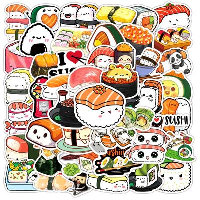 50 unids/set divertido Sushi Emoji serie 02 pegatinas DIY moda impermeable Doodle calcomanías pegatinas