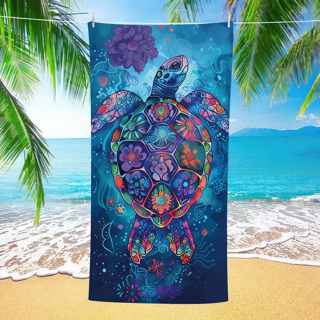 Size collection, quick-drying double-sided velvet beach towel, portable sports towel, printed bath towel