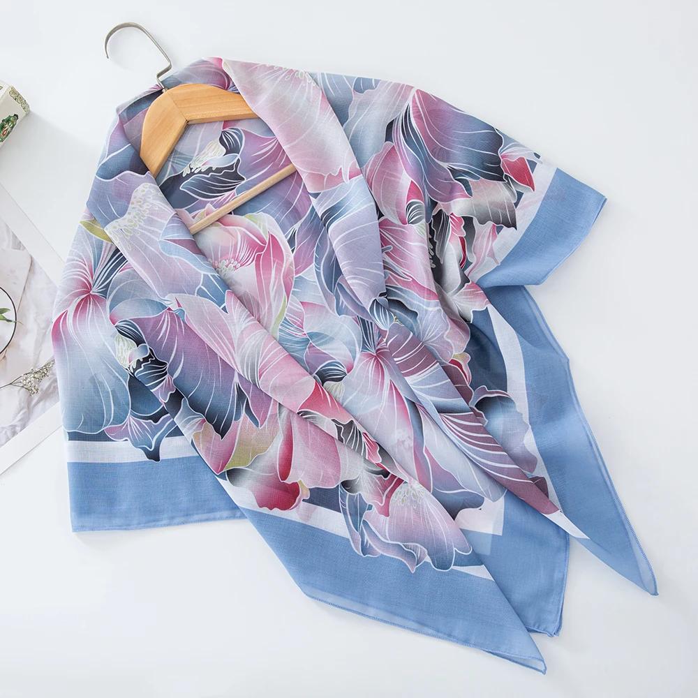 73Colors Malaysia Tudung Bawal Flower Print Hijab New Design Headscarf Premium Cotton Voile Soft Fashion Muslim Square Scarf