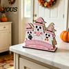 Halloween Kitchen Tissue Holder Wooden Napkin Holder, Cute Pastel Pumpkin Ghost Black Cat Tabletop Dispenser, BOO Letter Organizer Waterproof
