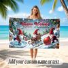 Toalla de Playa Secado Rápido Tema Navideño Impresión de Nombre y Texto Personalizado Toalla Grande Resistente a la Arena Vacaciones en la Playa