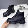 Soft Leather Thick-soled British Style Martin Boots, New Autumn Single Boots, Velvet Warm Fried Street Winter Short Boots