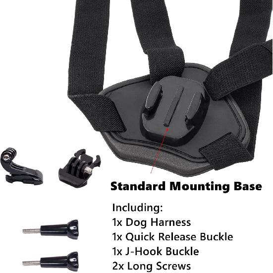 Dog Harness Mount for Gopro, Soft and Adjustable Dog Harness Vest with 2 Mouting Base Pet Chest and Back Fixation for Gopro Hero All Models, Suitable