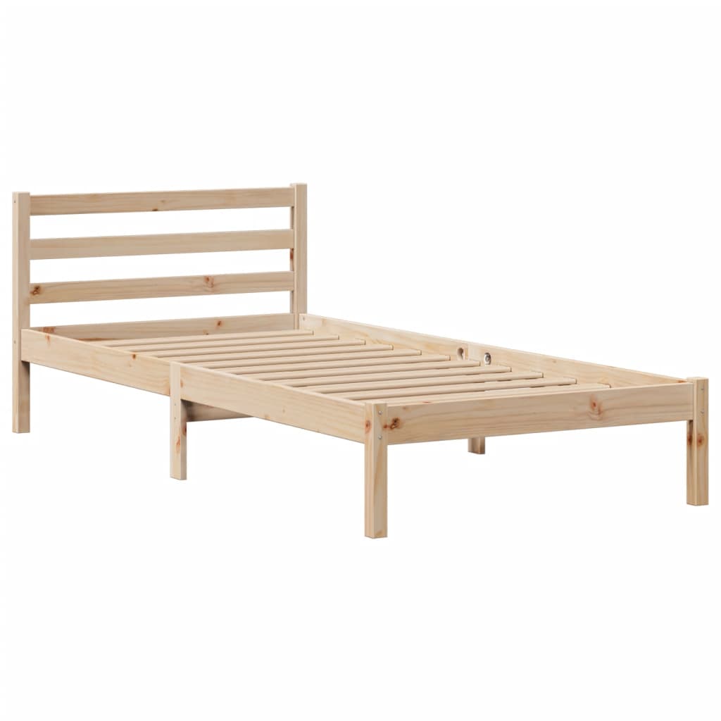 Solid Wood Bed with Shelf Without Mattress 100x200 Cm Pine