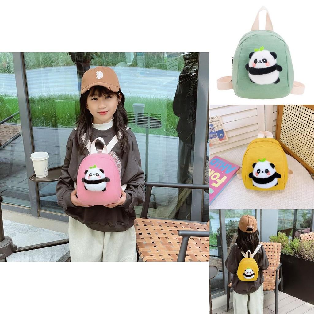 Adorable Cartoon Plush Panda Backpack For Kids With Breathable Canvas Material