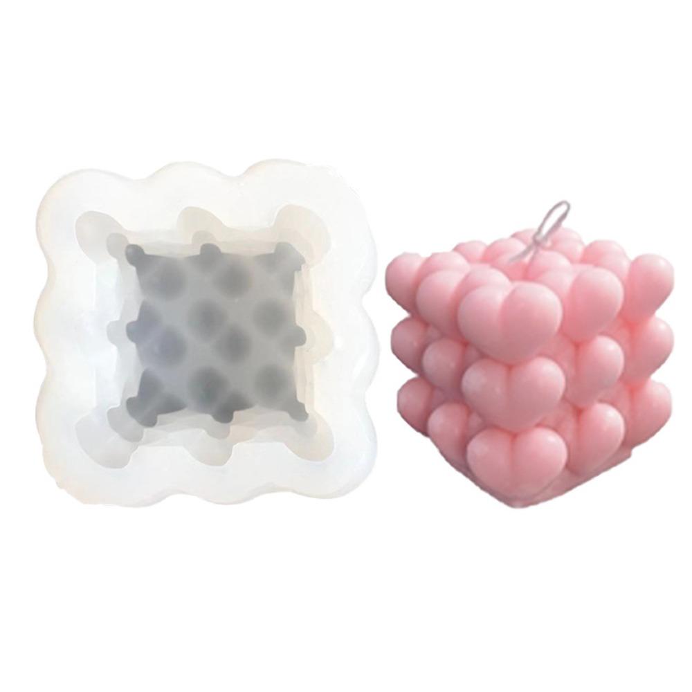 

Белые пузырьковые формы для свечей, силиконовые формы для 3D-сердечек, пузырьков, кубиков, свечей, мыла