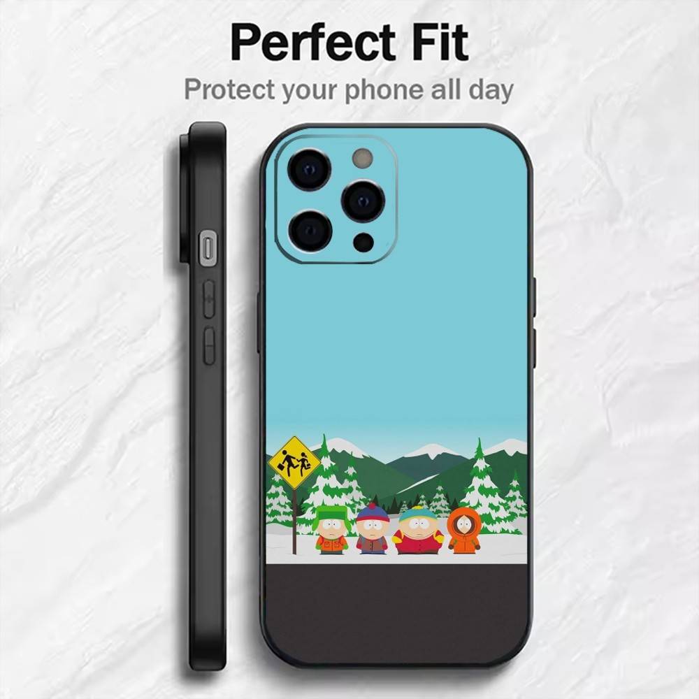 Смешной S-South-Park Милый Чехол Для Телефона Для iPhone17,16,15,14,13,12 Plus,Max Мягкий Силиконовый Черный Чехол iPhone17air
