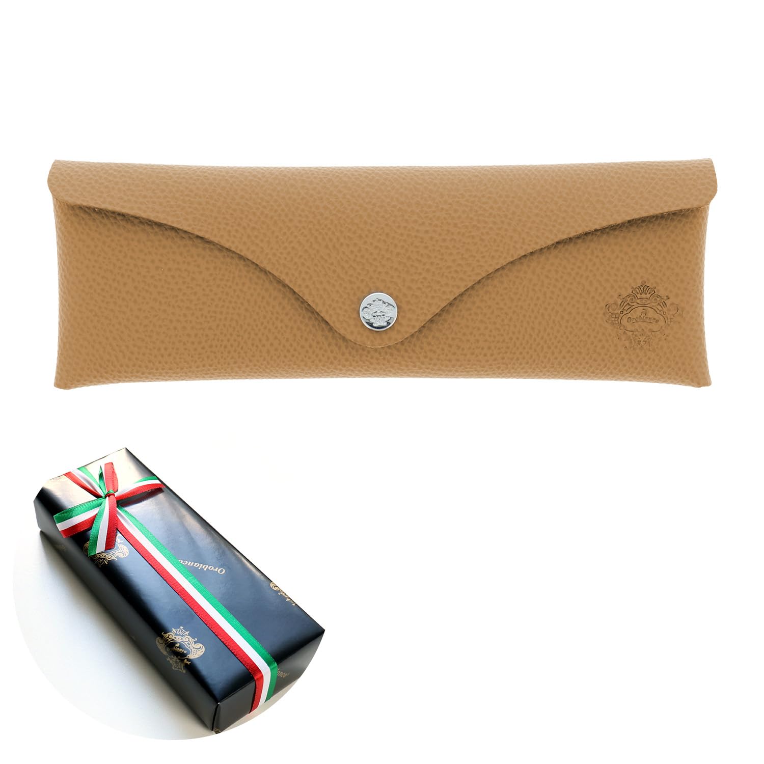 

OROBIANCO Очки Тисненые Сделано в Японии [Подарочная упаковка] Многоцелевой чехол, Кожа, (бежевый) бежевый