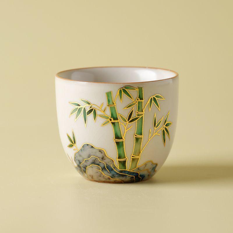 Zestaw do herbaty Gaiwan 1 Gaiwan, 2 Filiżanki, Ręcznie Malowana Ceramika, Luksusowy Zestaw do Herbaty Kung Fu, Naczynia do Herbaty z Pieca Ru