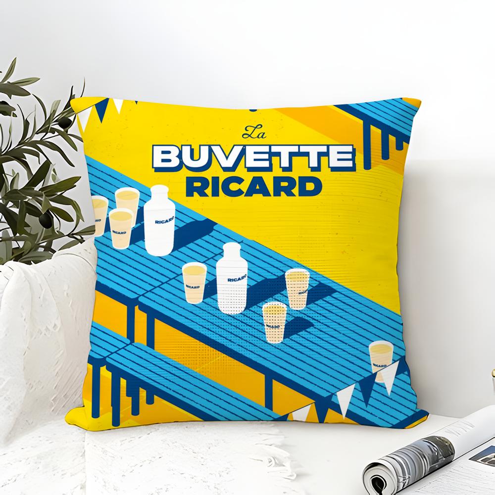 Pillow Case Cotton Linen Fabric Square Zipper Pillowcase Home Decorative Living Room Retro Classic Wine R-Ricard Beer 1