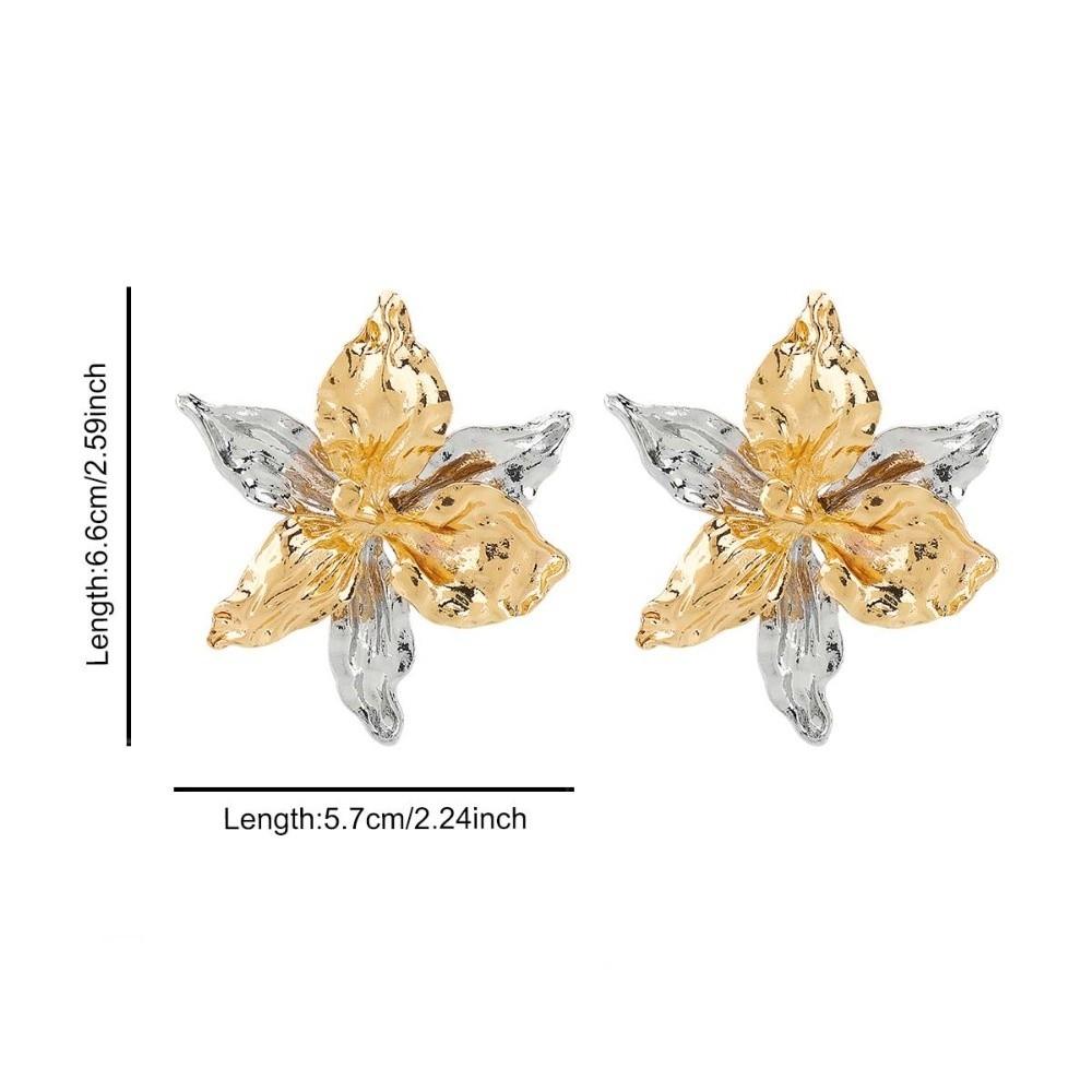 1 pair Zinc Zinc Alloy Golden and Silver Earrings Luxury Metal Flower Ear Studs Enamel Iris Earrings  Holiday