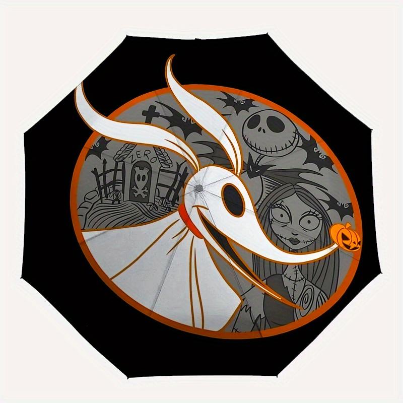 1 Auto Open Jack Skellington, Sally Themed Colorful 8 rib Portable Umbrella for Men and Women, A Compact Commuting Companion Suitable for Da
