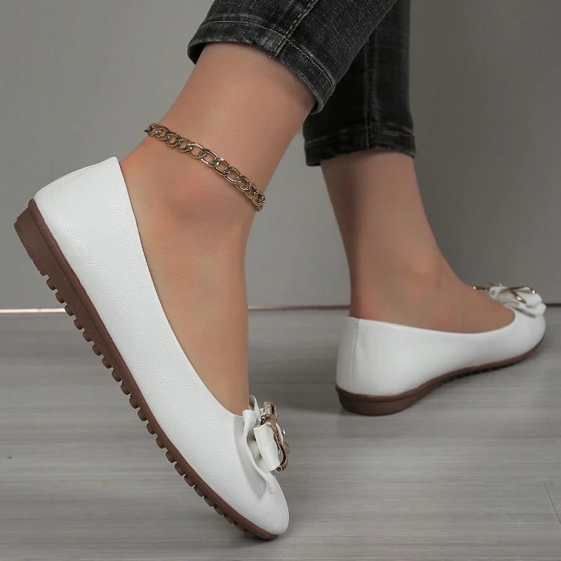 Newly Summer Pointed Toe Comfortable Casual Flat Shoes Elegant Shallow Mouth Lightweight Breathable Bow Women's Shoes NO:D-16