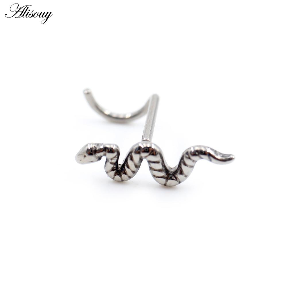 Alisouy 1 pièce G23 titane sans filetage torsadé serpent nez anneaux piercing oreille septum daith captif tragus clous d'oreilles bijoux de corps