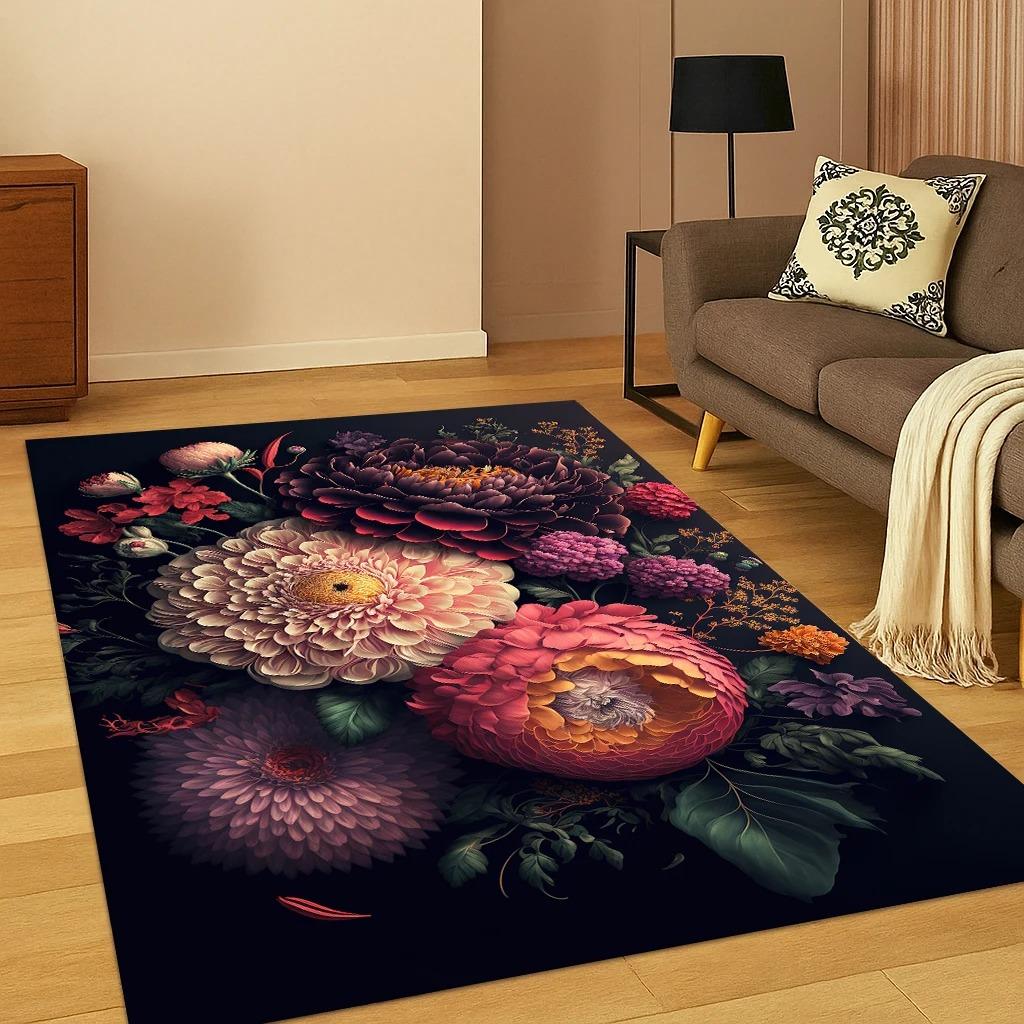 

Daisy Sunflower Flower Pattern Carpet Rug for Home Bedroom Retro Carpet Living Room Sofa Doormat Kitchen Decor Non-slip Area Mat 40x60CM