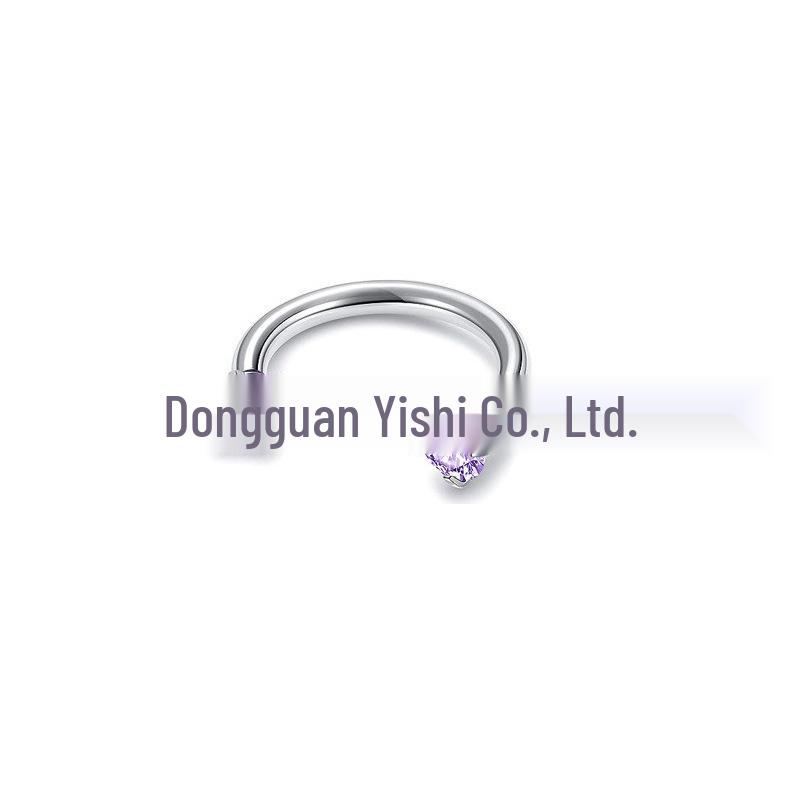 Stainless Steel U-Shaped Nose Ring with Double Zirconia