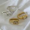 ZAKOL Square Zircon U-shaped Hoop Earrings for Women Exquisite Golden Copper Color Geometric Huggies Zircon Pulseras Mujer