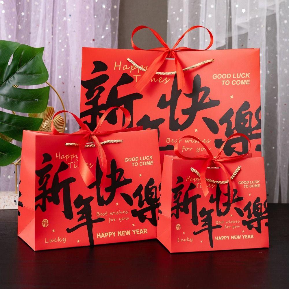 Paper Gift Packing Bag Bow Ribbon Clothing Handle Bag Durable Present Wrap Bag  Celebration