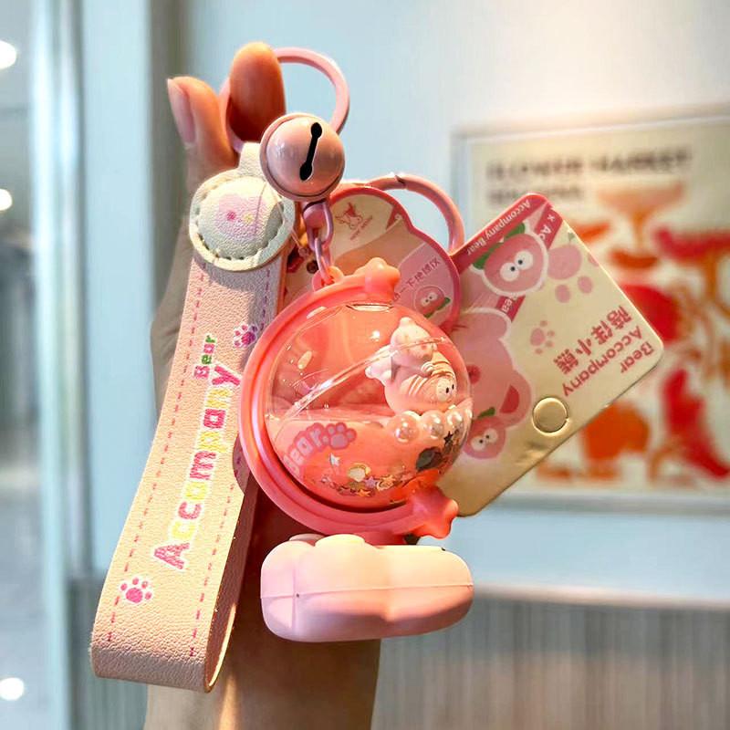 

Delightful Bear Globe Silicone Keychain Cute Cartoon Bag Accessory For Ages All Peach