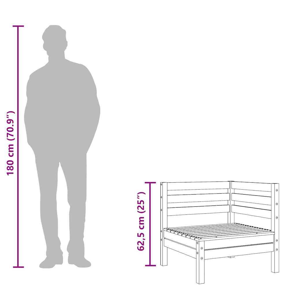 vidaXL Garten-Ecksofa Weiß Massivholz Kiefer